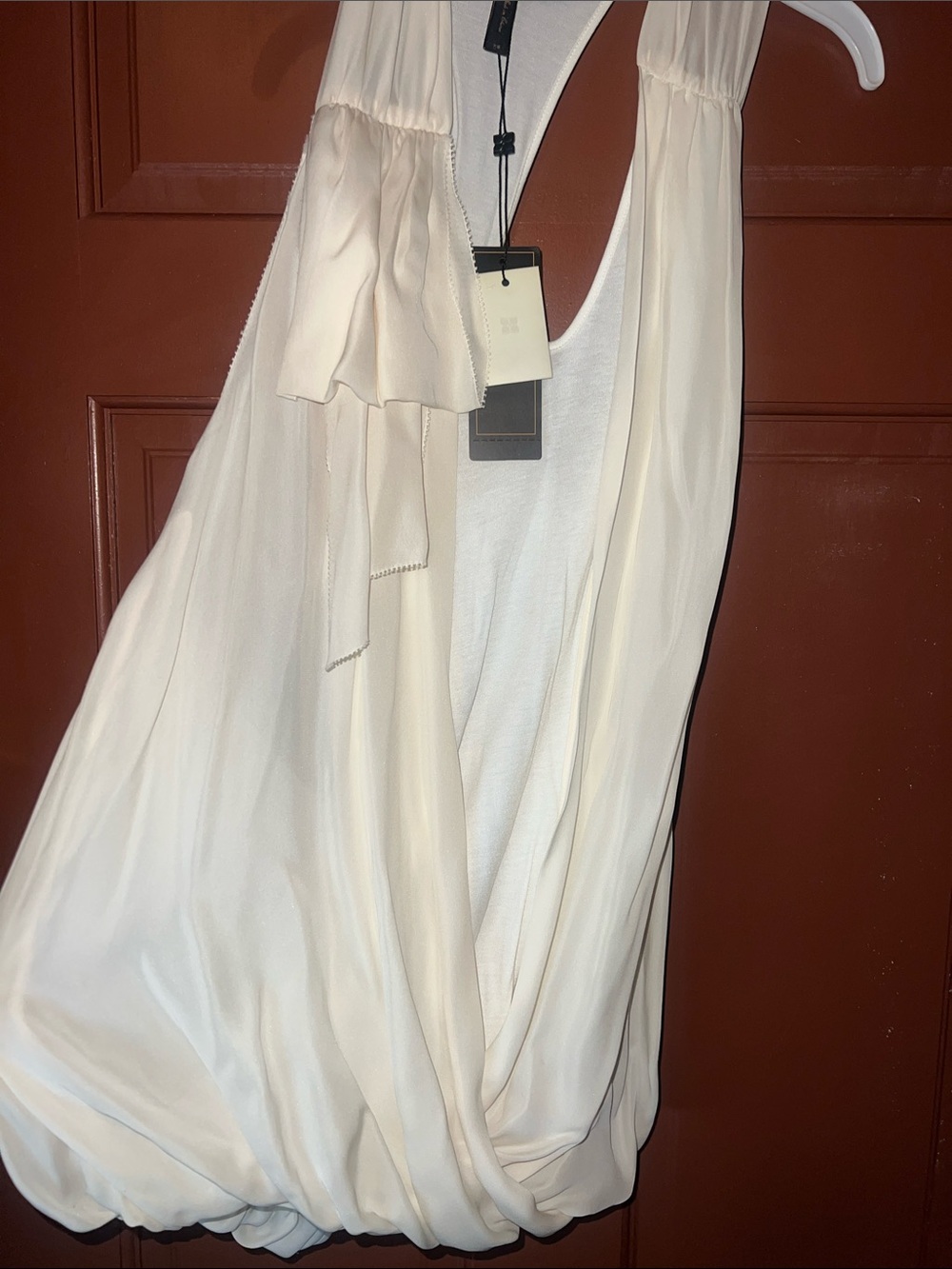 BCBGMaxAzria Ivory Sleeveless 100% Silk Draped Tunic - Picture 3 of 5